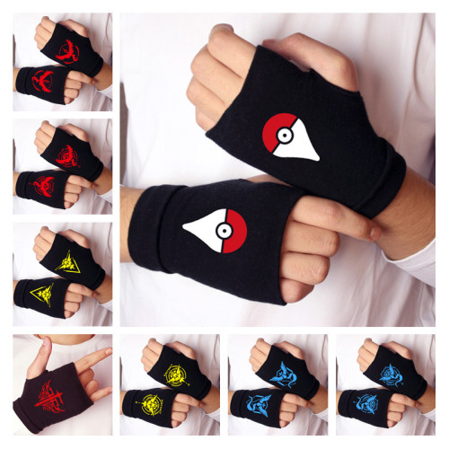Anime Pokemon Go Pocket Monster Gloves Knitting Warm Half Finger Wrist Mittens