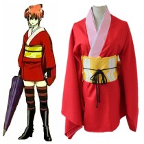 Kagura Wig Cosplay GINTAMA Leader Kagura Kimono Uniform