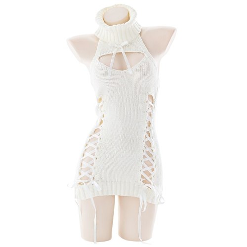 White Sheep Rabbit Backless Knitted Sweater