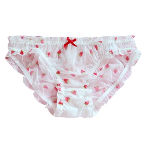 Low Waist Strawberry Plaid Print Underwear