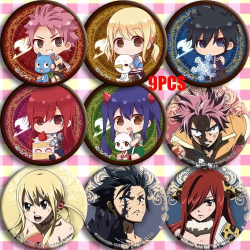 Anime FAIRY TAIL Natsu Lucy Heartfilia Erza Scarlet Gray Fullbuster Cosplay Bedge Collect Backpack Bags Badge Button Brooch Pin