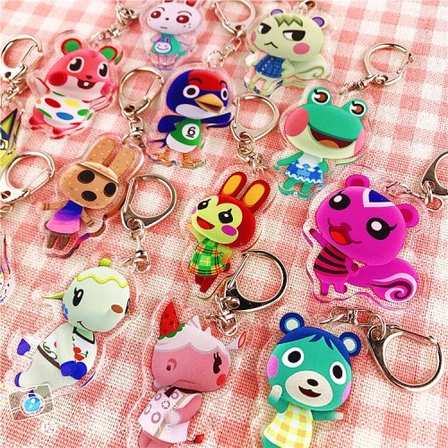 Game Animal Crossing New Horizons Pocket Camp Bunnie Tia Olivia Cosplay  Cartoon Acrylic Bags Pendant Keychain