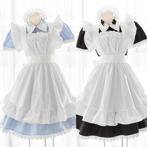 Women S Kawaii Maid Uniform Apron Dress Japanese Anime Lolita Role Play Nightdress Cosplay Costume Cute Bow House maid dressed in dress, apron and. usd