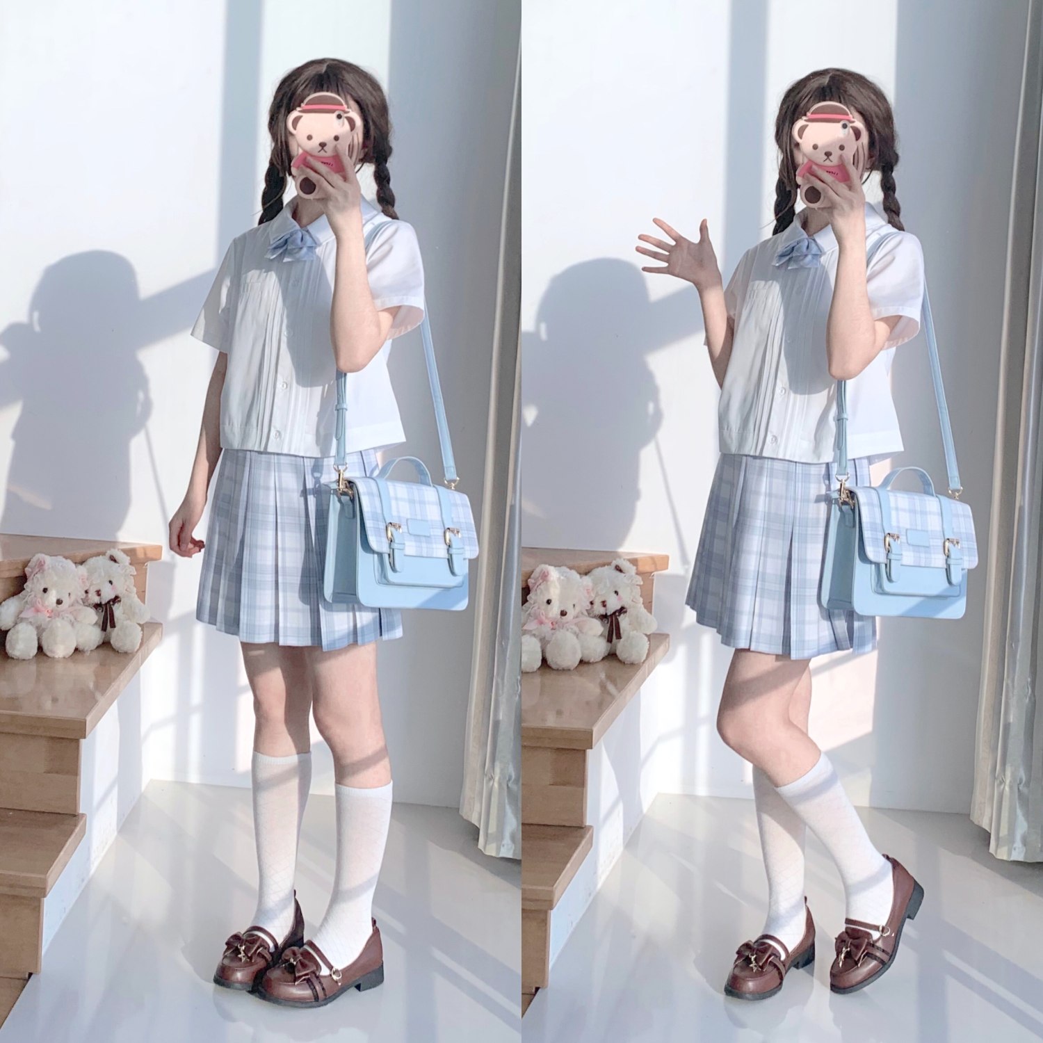 Small Fresh School Student JK Uniform Lattice Cambridge Satchel Handbag