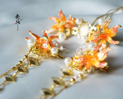 Headwear Women Kanzashi Classical Goldfish Tassels Hair Pin Hunfu Kimono Bathrobe Hair Clip Hair Accessories COSPLAY Ornament