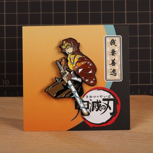 Anime Demon Slayer Kimetsu no Yaiba Sabito Zenitsu Inosuke Tanjirou Cosplay Metal Bedge Bags Badge Button Brooch Pin Souvenir