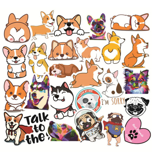 10 30 50pcs Pack Cartoon Corgi Shar Pei Dog Cute Stickers Skateboard Motorcycle Guitar Laptop Luggage