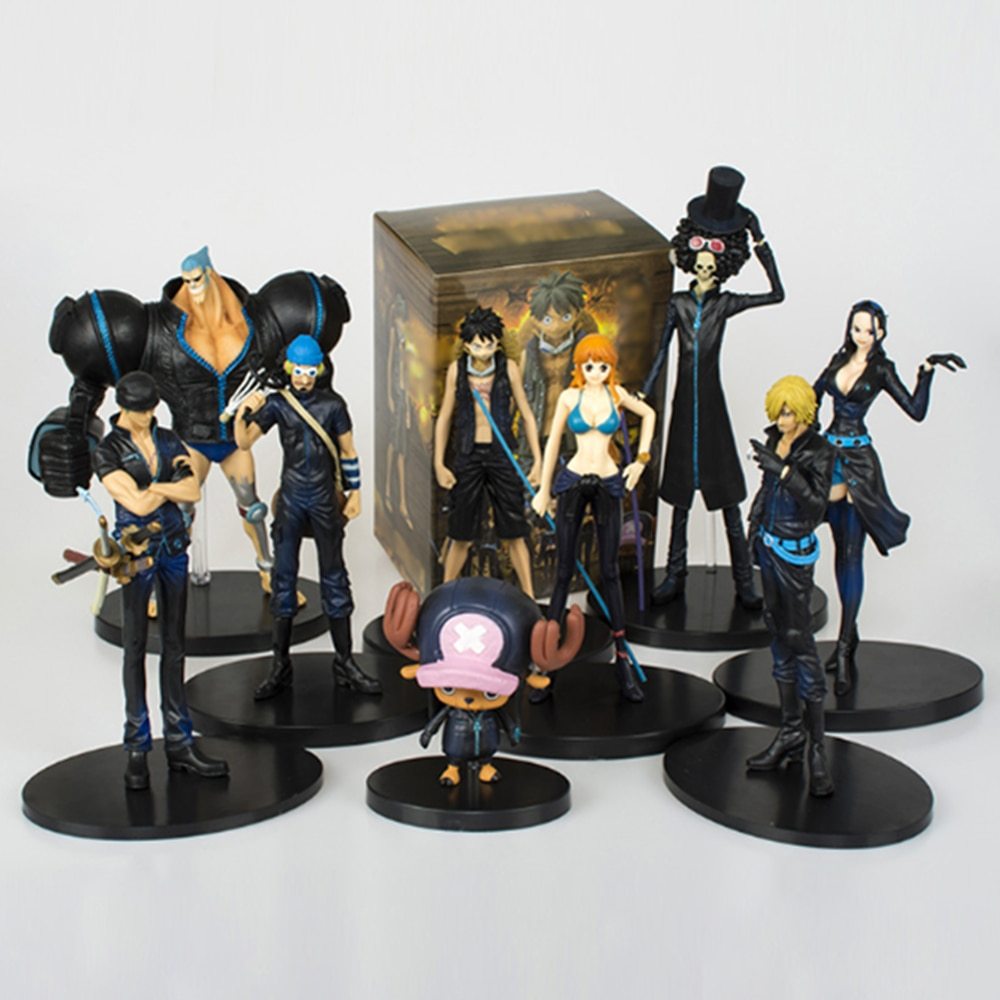 9pcs Set One Piece Golden Black Anime Figures