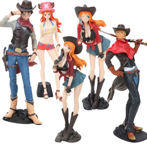 18 22cm Anime One Piece Figures World Journey Vol 1 Monkey D Luffy Cowboy Nami Roronoa