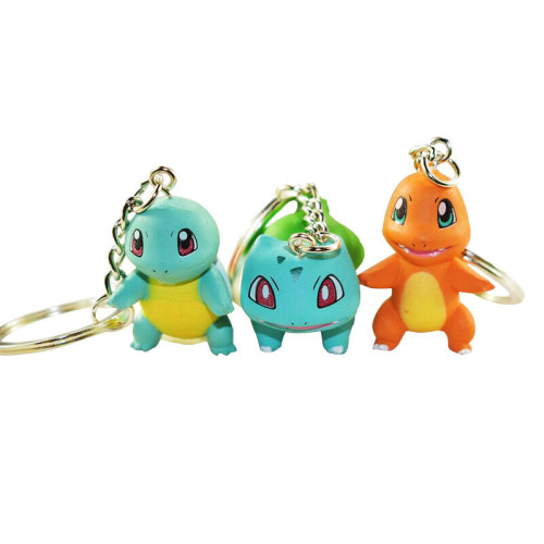 2-3CM 3Pcs/Set Bulbasaur Charmander Squirtle PVC Action Figure Keychain