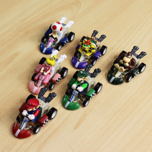 6Pcs/Lot Super Mario Pull Back Car Luigi Bowser Koopa Toys