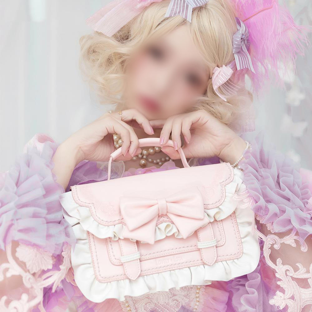 Harajuku Sweet Lolita Sugar Cream Satchel Bag Kawaii Ruffles Handle Bag Cosplay Bow Messenger Bags England