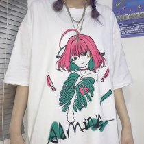 Vintage Punk Harajuku Summer Short Sleeve Cartoon Print T-Shirt