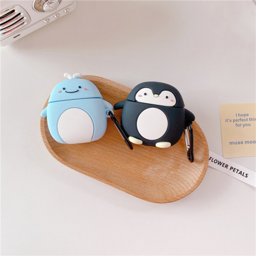 Cute Penguin&whale Airpods Earphone 1/2 Soft Plastic Shell Case