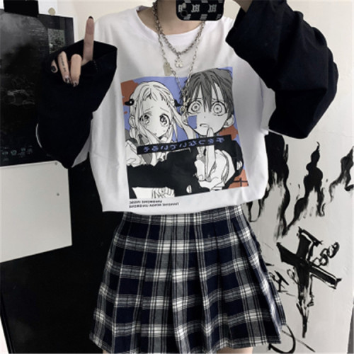Toilet-bound Hanako-kun Retro Cartoon Girls Fake Two Long Sleeve Shirts