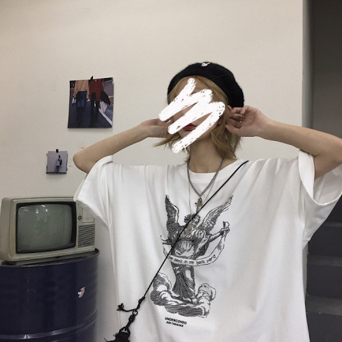 Harajuku Port Style Hip Hop Couple Loose Short Sleeve T-shirt