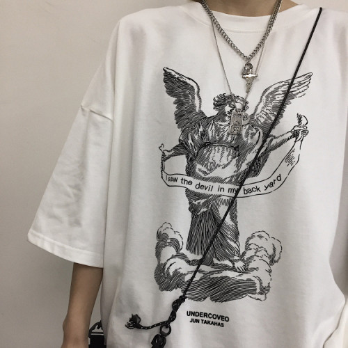 Harajuku Port Style Hip Hop Couple Loose Short Sleeve T-shirt