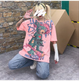 Loose Pink & White Short Sleeve T-Shirt
