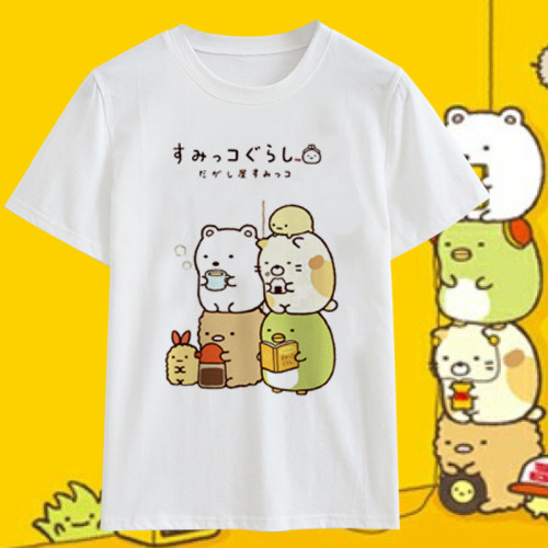Cute Bear Penguin Cat Animation Short Sleeve T-shirt