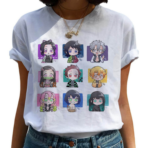 Kimetsu No Yaiba Print Crew Neck Short Sleeve T-shirt