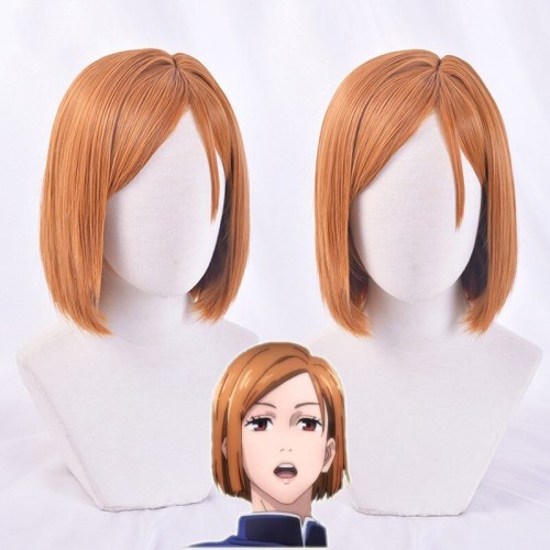Anime Sorcery Fight Jujutsu Kaisen Kugisaki Nobara Short Cosplay Heat Resistant Synthetic Hair + Free Wig Cap