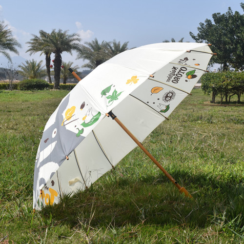Anime My Neighbor Totoro Cute Automatic Long-handled Wooden Umbrella Windproof