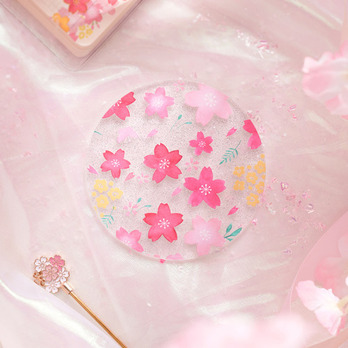 Romantic Cherry Blossom Season Acrylic Sakura and Cat Coasters
