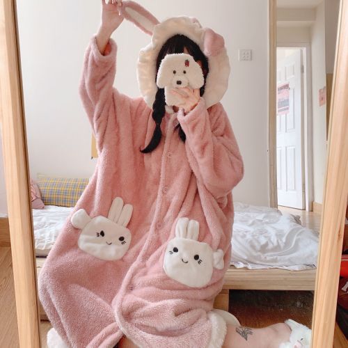 Sweet Girl Kawaii Bunny Ears Plush Soft Pajamas