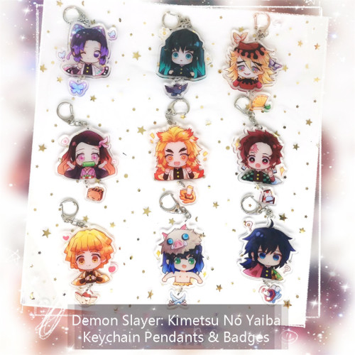 Anime Demon Slayer: Kimetsu No Yaiba Tanjirou Nezuko Zenitsu Acrylic Keychain Pendants Badges