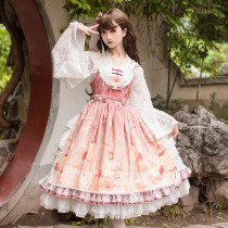 Little Goldfish Print Lace Bowknot Cute Lolita Dress JSK