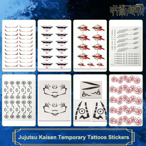 Anime Jujutsu Kaisen Yuji Itadori Ryomen Sukuna Inumaki Toge Geto Suguru Kugisaki Nobara Cosplay Temporary Tattoos Stickers