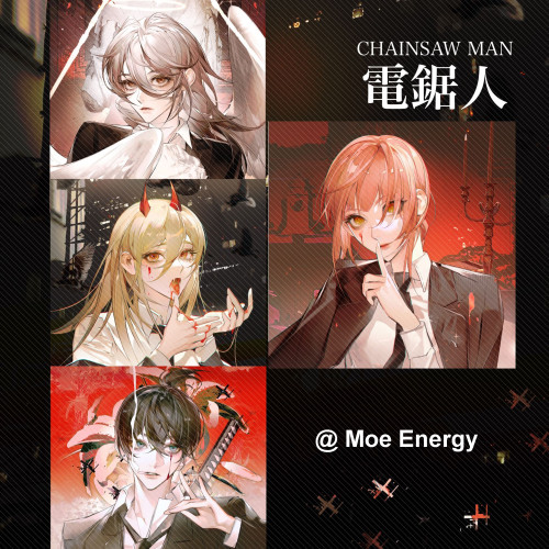 Anime Chainsaw Man Fanart Makima Aki Power Angel Devil Badges Postcards Transparent Cards