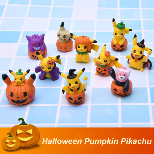 Halloween Pokémon Pikachu X Pumpkin Ornament Doll Toys Set