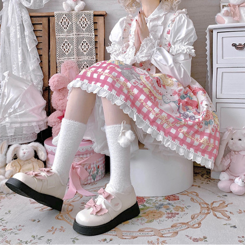 Cute Bear and Bowknots Sweet Girl Mary Jane Platform Flat Shoe Kawaii Lolita Shoes