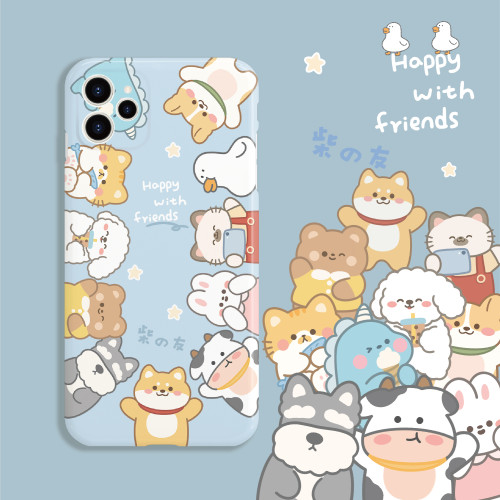 Good Friends of Shiba Inu Kawaii Animals Printed Soft Silicone Phone Cases Compatible with iPhone X/Xr/11/12/13