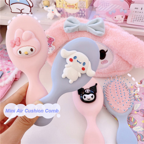 Matte Color Kawaii My Melody Kuromi and Cinnamoroll Mini Air Cushion Comb Cute Hair Brush
