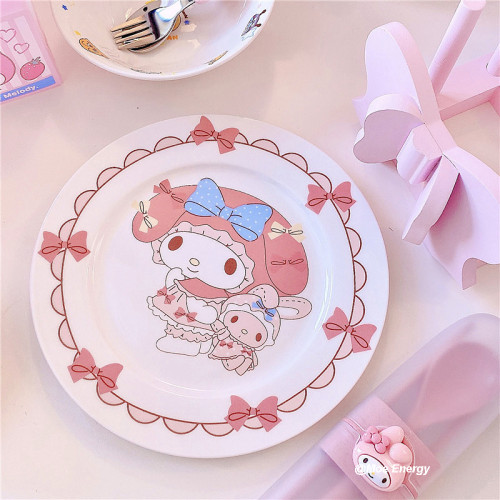 My Melody Kawaii Pink Ceramic Plate Cute Dishes Dinnerware