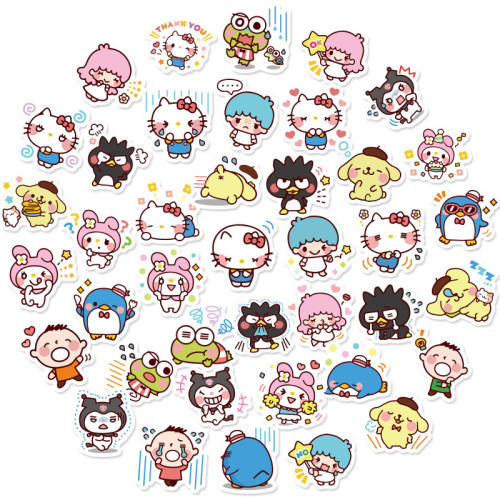 40 pcs kawaii sanrio my melody hello kitty little twin stars kuromi girl stickers