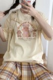 The Gingerbread Man and Little Milk Tea Bear Cook Printed Kawaii Girl Loose Summer T-shirt Top