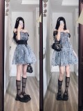 Organza Princess Skirt Summer Fairy Suspender Dress with Pearl Chain Strap