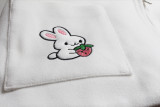 Strawberry and Bunny Embroidered Soft Girl with Bowknot Lapel Zipper Coat