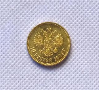 1909 RUSSIA 10 ROUBLE CZAR NICHOLAS II GOLD Copy Coin