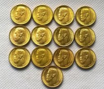 13 X (1897-1911) RUSSIA 5 ROUBLE CZAR NICHOLAS II GOLD Copy Coin non-currency coins