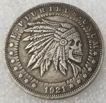 US Hobo 1921 Morgan Dollar skull zombie skeleton Creative Coin Pressed Copy Coins