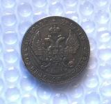 1835 POLAND (RUSSIA)  MW 10 ZLOTY (1 1/2 ROUBLES) Copy Coin commemorative coins