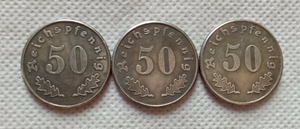 TYPE #2_1938.1939.1940 WWII German SS Kantinegeld bar money Elite 50pfg COPY COIN FREE SHIPPING
