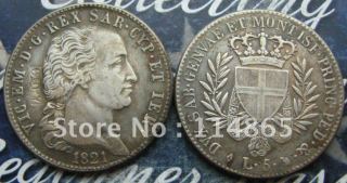 1821 SARDINIA/ITALIAN STATES 5 LIRE Copy Coin commemorative coins