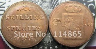 1834 NORWAY 2 SKILLING COIN COPY FREE SHIPPING