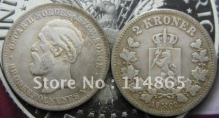 1902 NORWAY 2 KRONE COIN COPY FREE SHIPPING