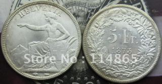 1873-B Switzerland 5 Francs UNC COIN COPY FREE SHIPPING